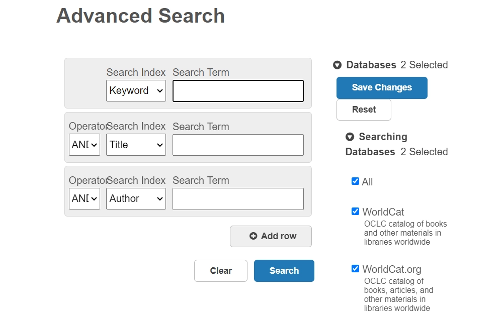 A screenshot of the Michigan State Archives' online catalog search page shows the advanced search fields that users must fill out to complete the search; an extra search filter on the right side of the page can be used for a more precise search.